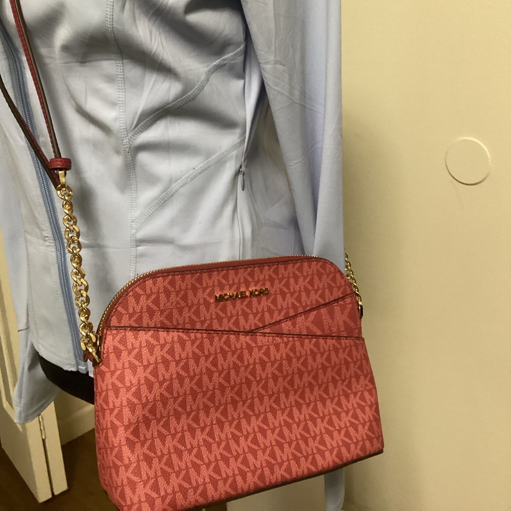 Michael Kors Red Crossbody Bag with Gold Accents